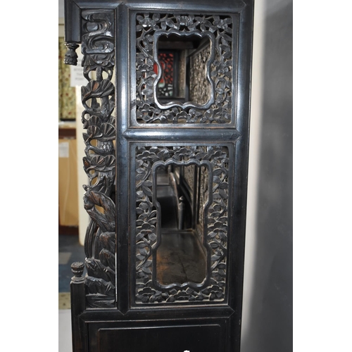 190 - An Impressive 19th/20th Century Chinese Ornately Carved Hardwood Cabinet. Carved and Pierced Panels ... 