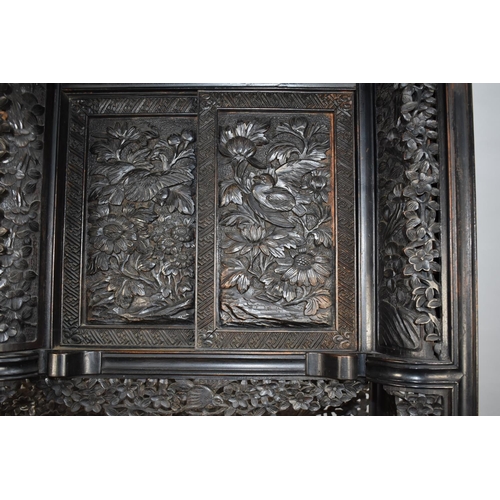 190 - An Impressive 19th/20th Century Chinese Ornately Carved Hardwood Cabinet. Carved and Pierced Panels ... 