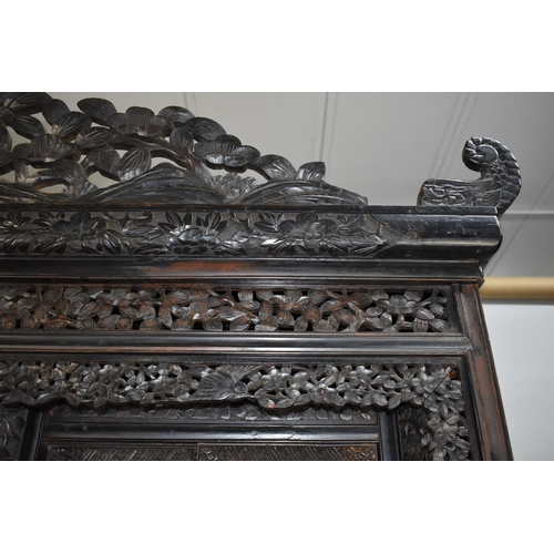 190 - An Impressive 19th/20th Century Chinese Ornately Carved Hardwood Cabinet. Carved and Pierced Panels ... 