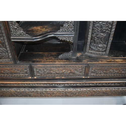 190 - An Impressive 19th/20th Century Chinese Ornately Carved Hardwood Cabinet. Carved and Pierced Panels ... 