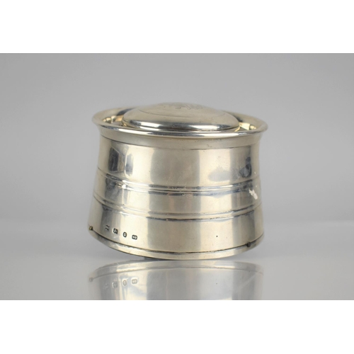 347 - A Late Victorian Silver Inkwell of tapering Drum Form by Samuel Walton Smith, Birmingham 1892, The H... 