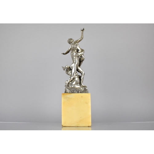 346 - After Giambologna Silver Figure Group, The Rape of The Sabines, Stamped 800, On Square Marble Plinth... 