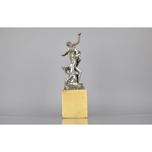 346 - After Giambologna Silver Figure Group, The Rape of The Sabines, Stamped 800, On Square Marble Plinth... 