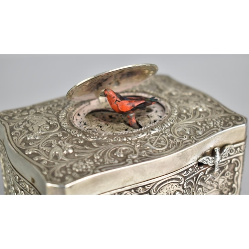 341 - A German Silver Singing Bird Automoton Music Box in the manner of Karl Griesbaum, The Box of Casket ... 