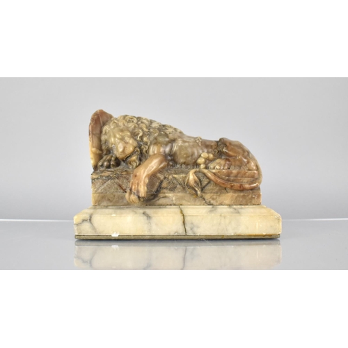 336 - A Carved Soapstone Model of The Lion of Lucerne After Bertel Thorvaldesen, 22x15cms High