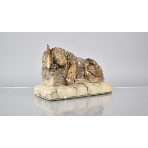 336 - A Carved Soapstone Model of The Lion of Lucerne After Bertel Thorvaldesen, 22x15cms High