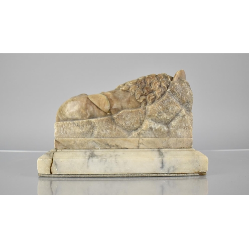 336 - A Carved Soapstone Model of The Lion of Lucerne After Bertel Thorvaldesen, 22x15cms High