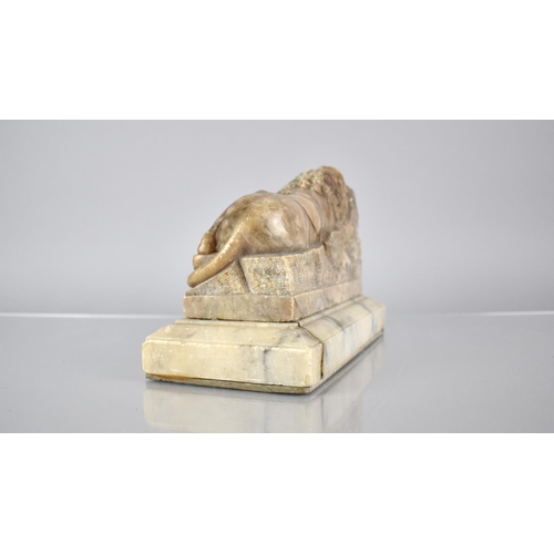 336 - A Carved Soapstone Model of The Lion of Lucerne After Bertel Thorvaldesen, 22x15cms High