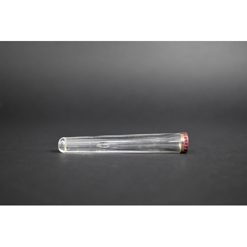 335 - An Early 20th Century Russian Gold and Ruby Mounted Rock Crystal Cheroot, Unmarked, 8cms Long