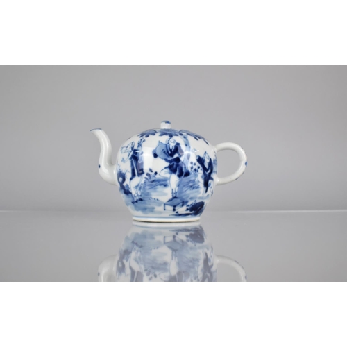 35 - A 19th Century Chinese Porcelain Blue and White Teapot of Globular Form with Loop Handle and Scrolle... 