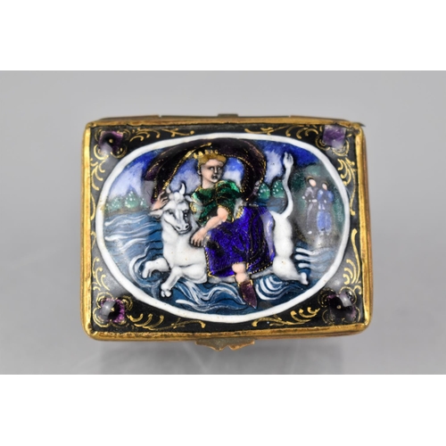 332 - A Small Enamel Snuff Box with Gilt Metal Mounts, The Top decorated with Greek Mythological Scene of ... 