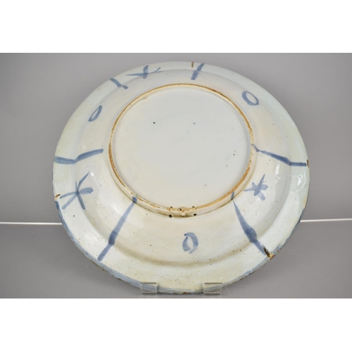 290 - An 18th Century Blue and White Delft Charger Decorated with Central Lion Within a Alternating Border... 