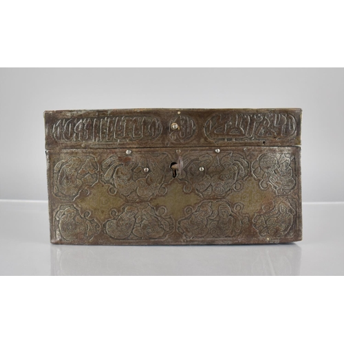 266 - A 19th Century Indian Box Decorated with Figures and Script having Remnants of Yellow Metal Inlay, 2... 