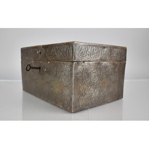 266 - A 19th Century Indian Box Decorated with Figures and Script having Remnants of Yellow Metal Inlay, 2... 