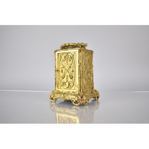 261 - A Late 19th Century Gilt Brass Cased Carriage Alarm Clock by Hottot Paris, The Case with Moulded Vin... 