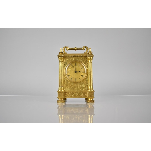 260 - A 19th Century Gilt Bronze Carriage Clock of Architectural Form with Reeded Columns and Foliate Scro... 