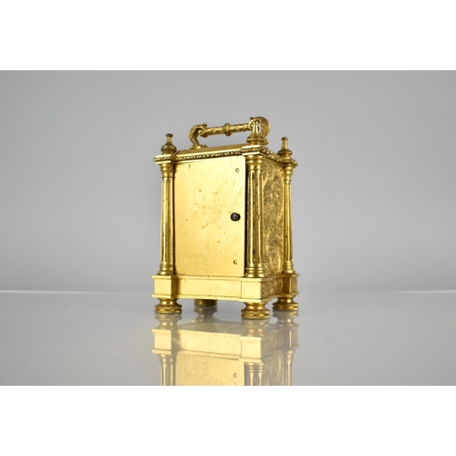 260 - A 19th Century Gilt Bronze Carriage Clock of Architectural Form with Reeded Columns and Foliate Scro... 