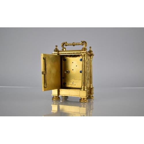 260 - A 19th Century Gilt Bronze Carriage Clock of Architectural Form with Reeded Columns and Foliate Scro... 