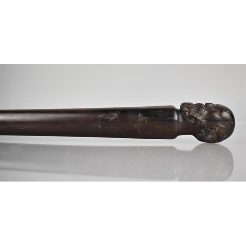 258 - A Late 19th Century Hardwood Walking Stick, The Top Carved with Bust of Bearded Man, 78cms Long