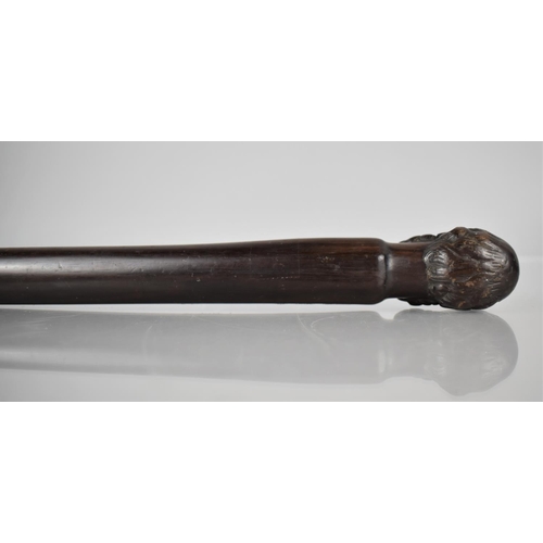 258 - A Late 19th Century Hardwood Walking Stick, The Top Carved with Bust of Bearded Man, 78cms Long