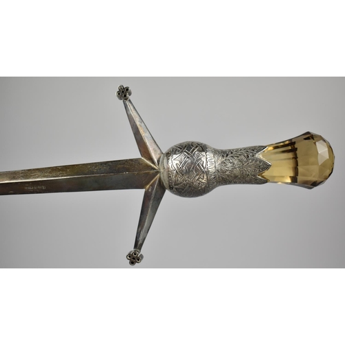 337 - A George V Silver Presentation Dagger By Joseph Cook and Son, Birmingham, with Scottish Thistle Term... 