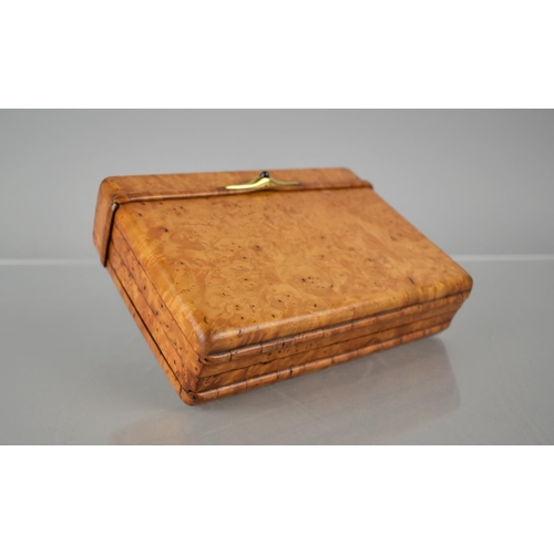 210 - An Early 20th Century Burr Maple Concertina Cigarette Case with Yellow Metal Clasp with Stone Mount,... 