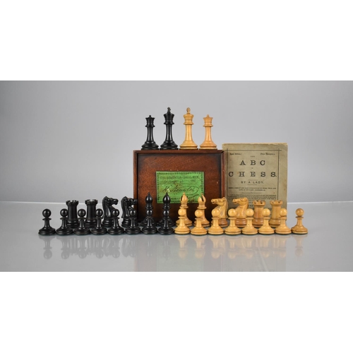 202 - A Staunton Chess Set, One Stamped for Jaques London, Housed in Box with Paper Label Inscribed The St... 