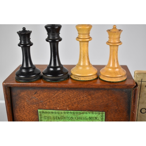 202 - A Staunton Chess Set, One Stamped for Jaques London, Housed in Box with Paper Label Inscribed The St... 