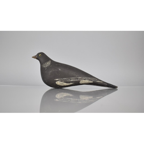 207 - A Vintage Wooden Decoy Pigeon with Glass Eyes, 25cms Wide