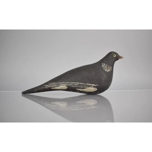 207 - A Vintage Wooden Decoy Pigeon with Glass Eyes, 25cms Wide