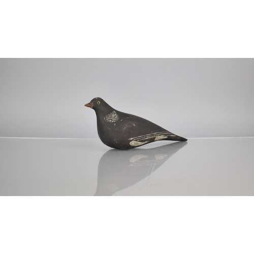 207 - A Vintage Wooden Decoy Pigeon with Glass Eyes, 25cms Wide