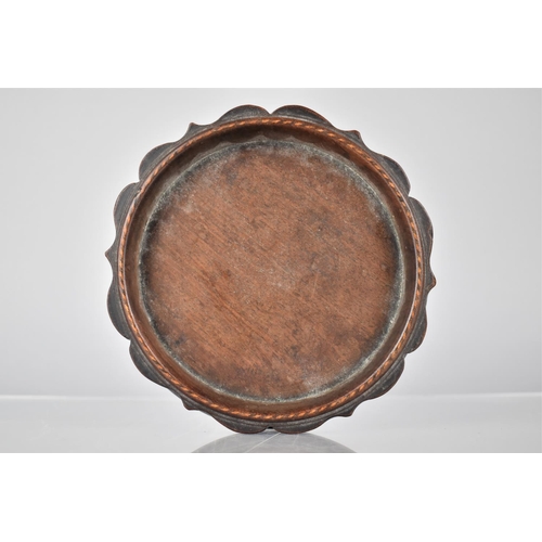 209 - A 19th Century Mahogany Bottle Coaster or Dish having Scrolled Rim and Herringbone Banding Inlay, 14... 