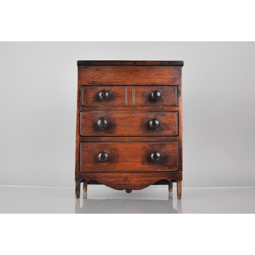 215 - A 19th Century Mahogany Table Chest or Apprentice Piece of Two Short and Two Long Drawers with Shape... 