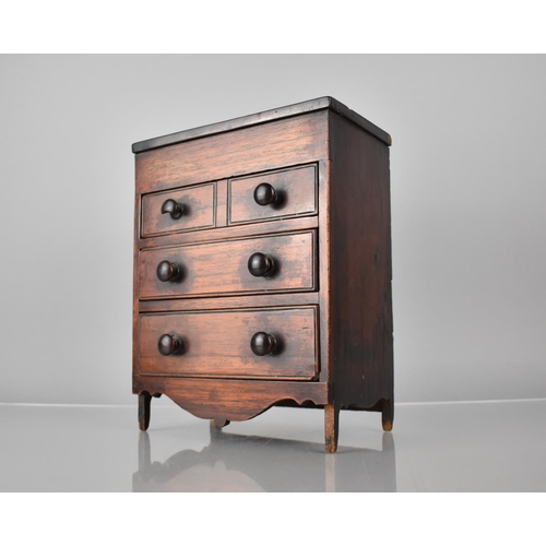 215 - A 19th Century Mahogany Table Chest or Apprentice Piece of Two Short and Two Long Drawers with Shape... 