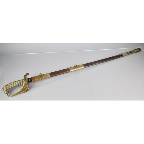 246 - An 1847 Pattern Officers Naval Sword with Engraved Blade Featuring Crown Surmounting Anchor, Gilt Hi... 