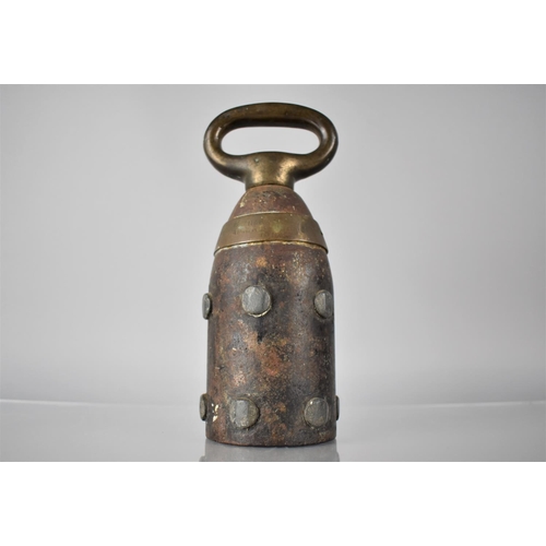 254 - A Second Sudan War Trench Art Doorstop Formed From A Shell Head, Transport Ring Inscribed to Band 'N... 