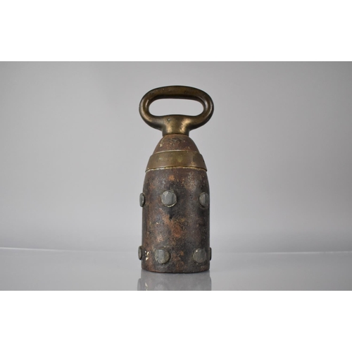 254 - A Second Sudan War Trench Art Doorstop Formed From A Shell Head, Transport Ring Inscribed to Band 'N... 