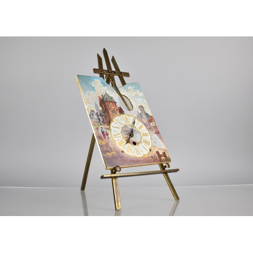 263 - An Early 20th Century French Porcelain and Gilt Metal Easel Clock in the From of an Artist's Palette... 