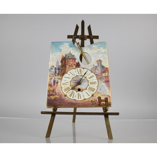 263 - An Early 20th Century French Porcelain and Gilt Metal Easel Clock in the From of an Artist's Palette... 