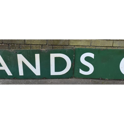 356 - Two Large Vintage Green Enamelled Railway Station Signs for 