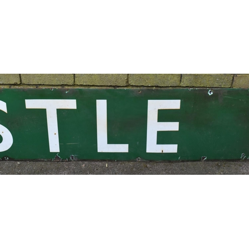 356 - Two Large Vintage Green Enamelled Railway Station Signs for 