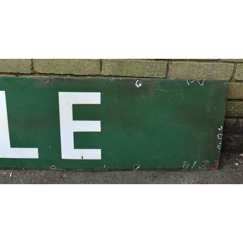 356 - Two Large Vintage Green Enamelled Railway Station Signs for 