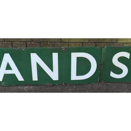 356 - Two Large Vintage Green Enamelled Railway Station Signs for 