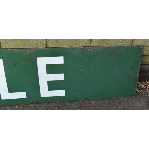 356 - Two Large Vintage Green Enamelled Railway Station Signs for 