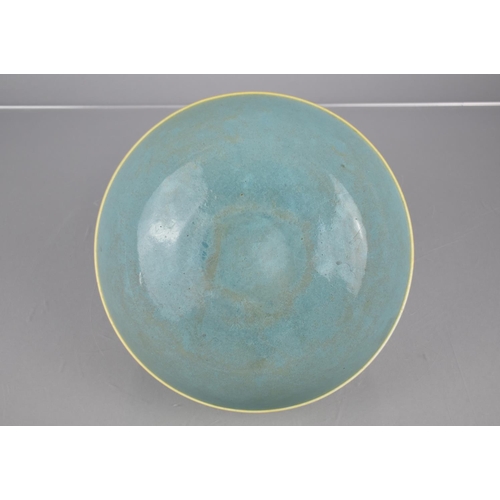 301 - A Ruskin Celadon Bowl, Circular Foot, 19.5cms Diameter, 8.5cms High