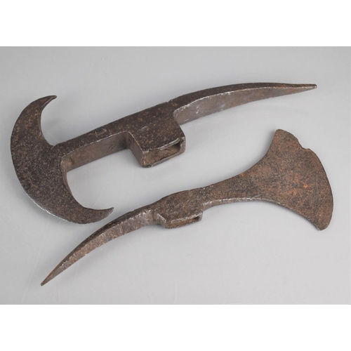 244 - Two 18th Century Axe Heads, 28cms and 32cms High