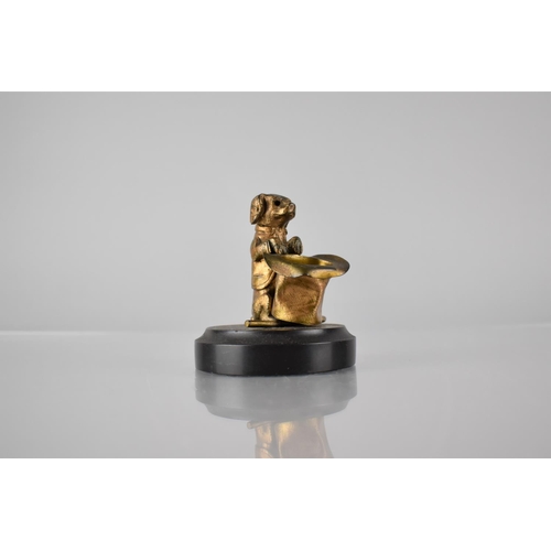 240 - An Early 20th Century Bronze Match Holder in the Form of a Begging Anthropomorphic Dog with Hat, On ... 