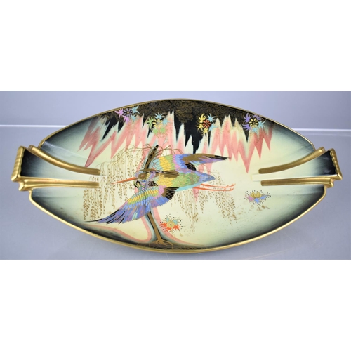 293 - An Art Deco Carlton Ware 'Sketching Bird' Pattern Dish of Oval Form with with Shaped Handles, 32cms ... 