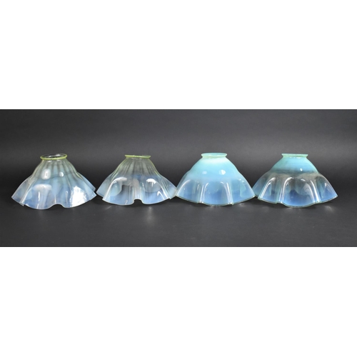 322 - Two Pairs  of Late 19th/Early 20th Century Vaseline  Glass Shades, 12.5cms High