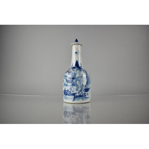 40 - A Chinese Porcelain Blue and White Water Bottle and Cover with Single Handle in the Form of Crawling... 